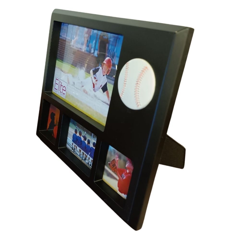 Porta Retrato Beisbol Color Negro 4 Fotos