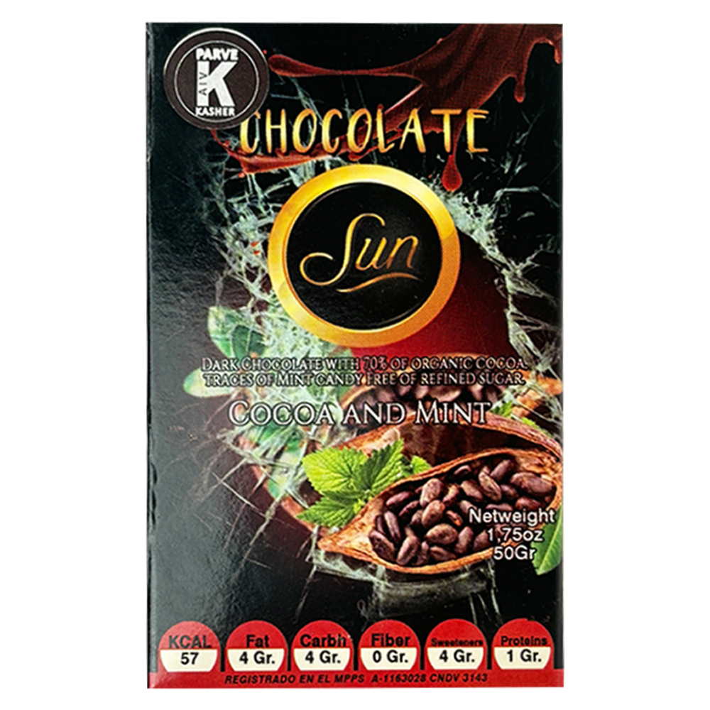 Chocolate Sun Chocolate Oscuro 65% Cocoa and Mint 50gr