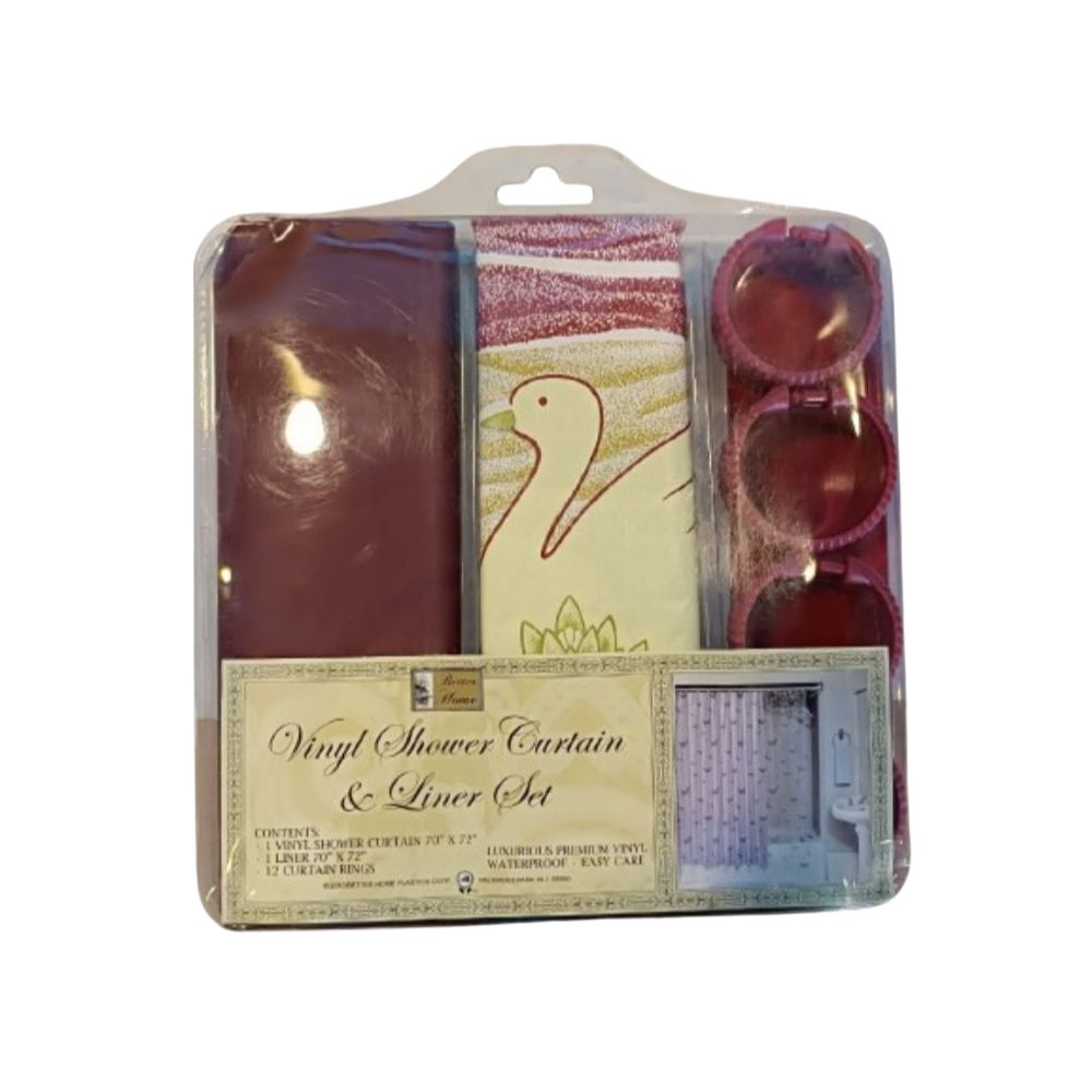 Cortina Para Ducha Vinyl Shower Curtain & Liner Set 178cm x 183cm Vinotinto Ave