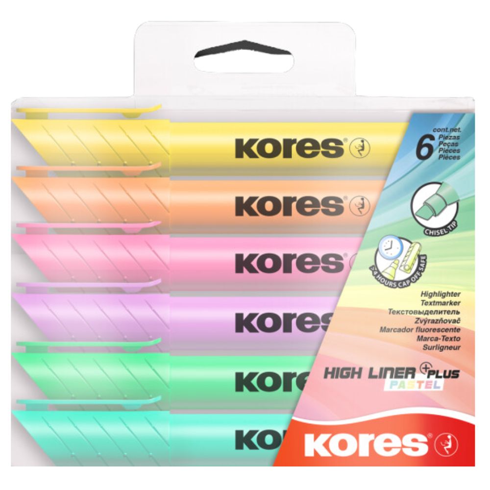 Kores Resaltador Pastel Plus Set 6 Und