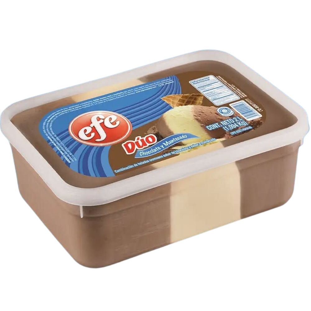 Helado Efe Duo Chocolate y Mantecado 2L