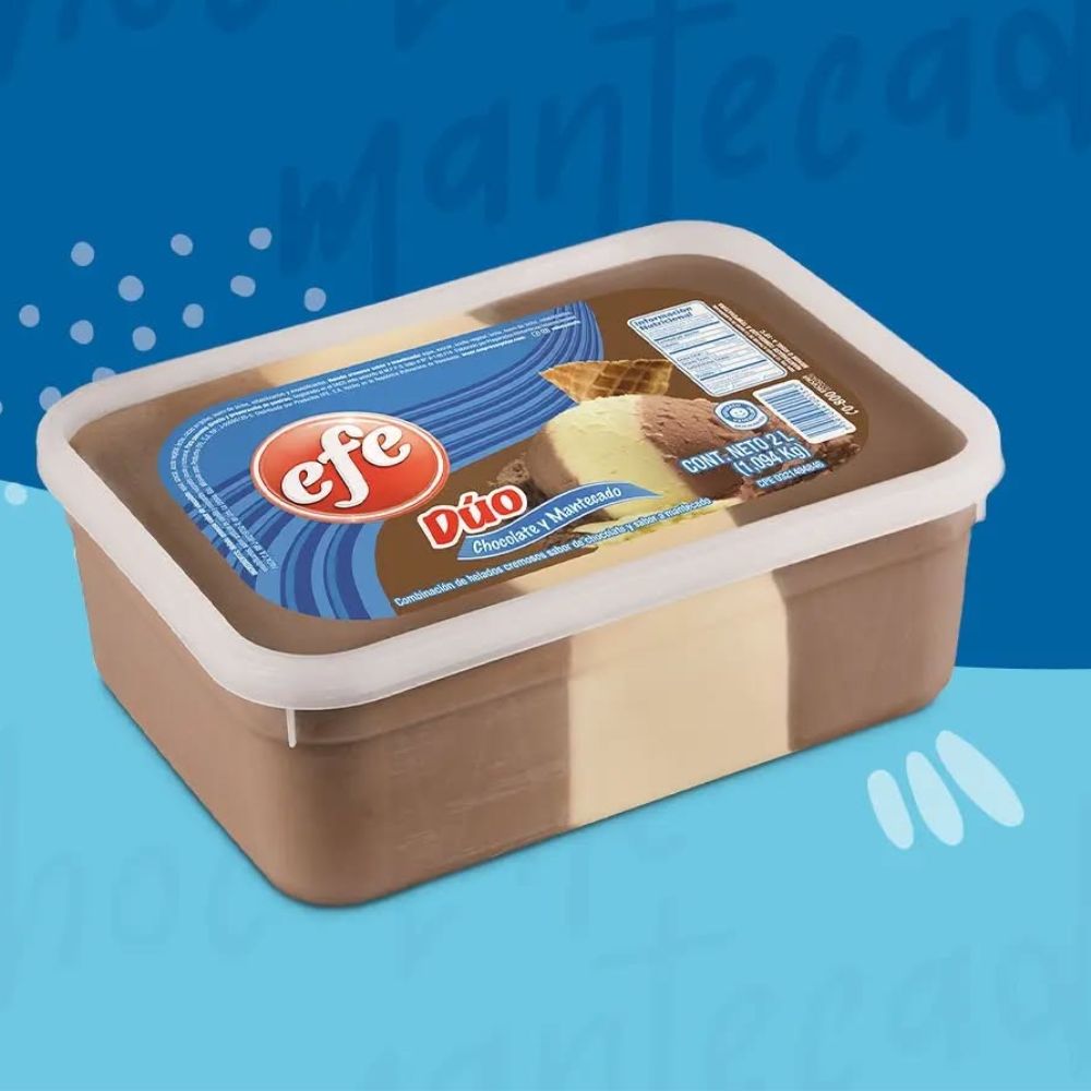 Helado Efe Duo Chocolate y Mantecado 2L