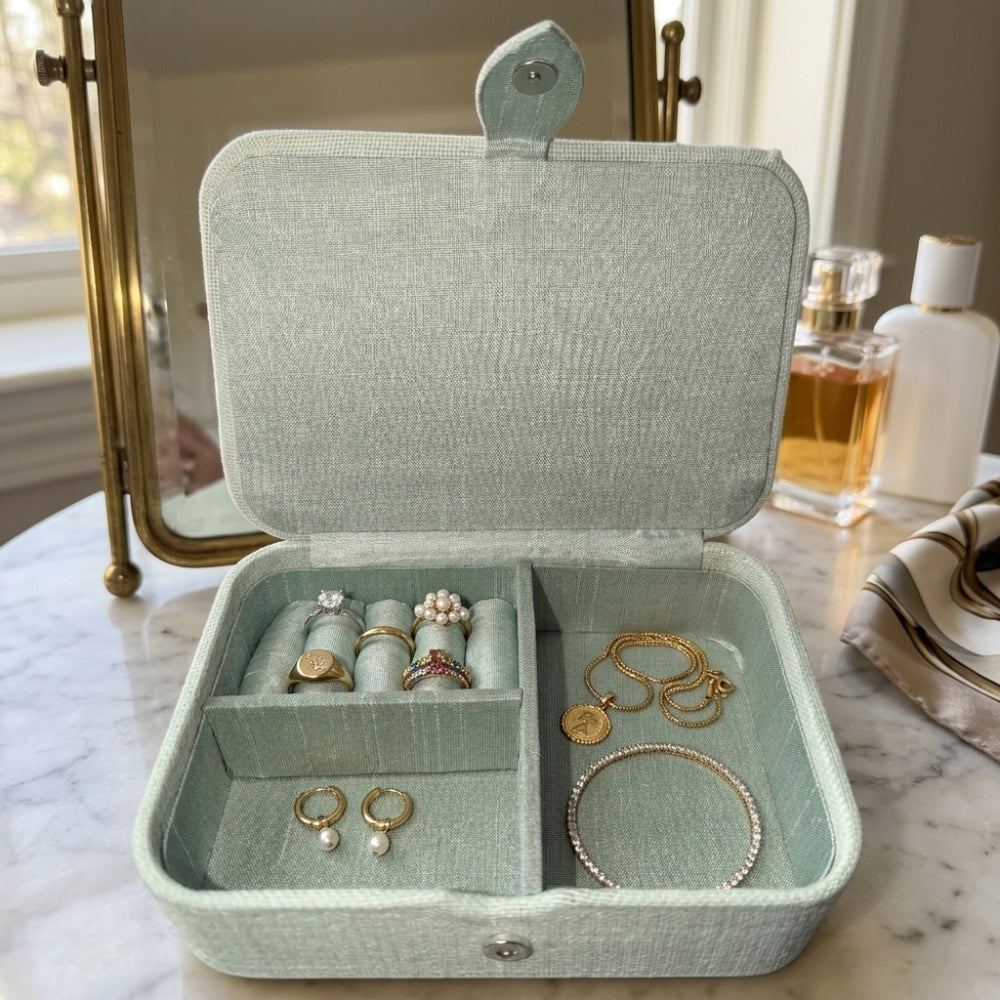 Jewelry Organizer Aqua Blue Floral
