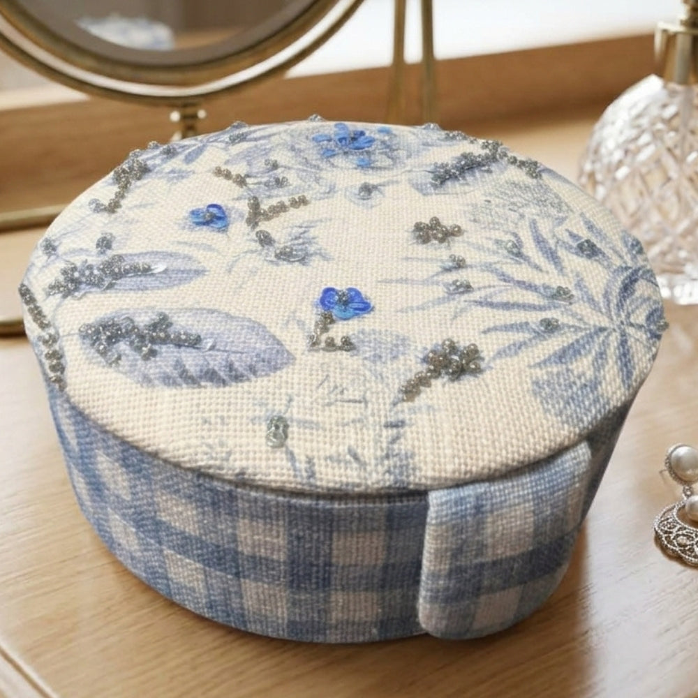 Mini Joyero Jewelry Organizer White & Blue Floral