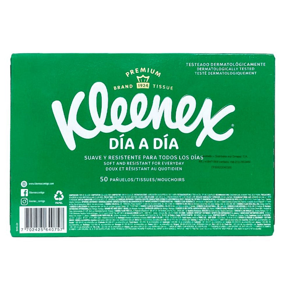 Pañuelos Kleenex Suave Resistente Para Todos Los Dias 50und