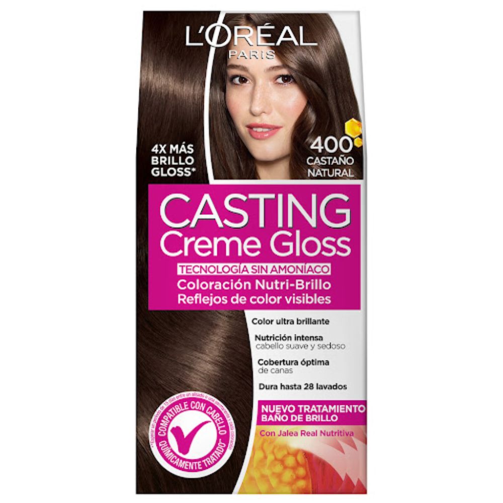 Tinte L'oreal Casting Creme Gloss Sin Amoniaco Nro. 400 Castaño Natural