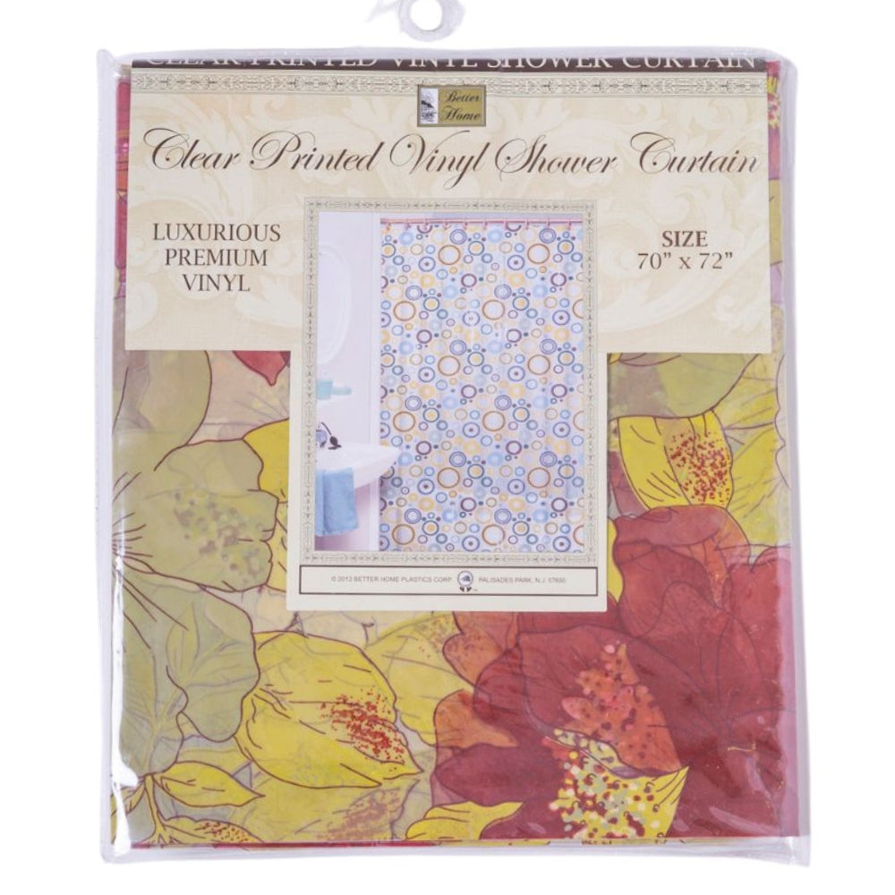 Cortina Para Ducha Clear Printed Vinyl Shower Curtain 70" x 72" Floral