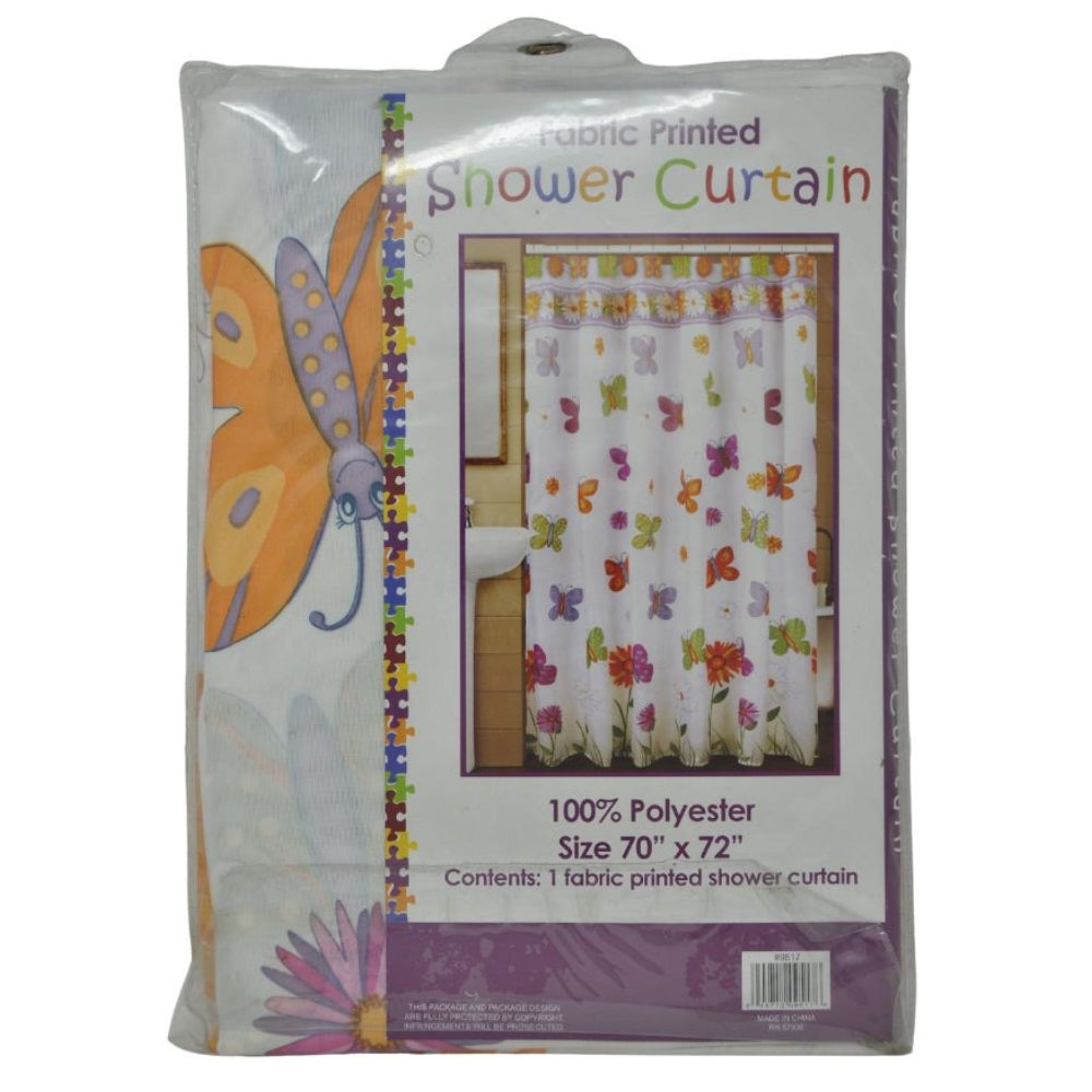 Cortina Para Ducha Printed Fabric Shower Curtain 70" x 72" Diseño Mariposas