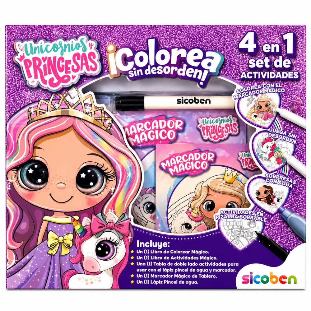 Set de Actividades 4 en 1 Sicoben Unicornios y Princesas