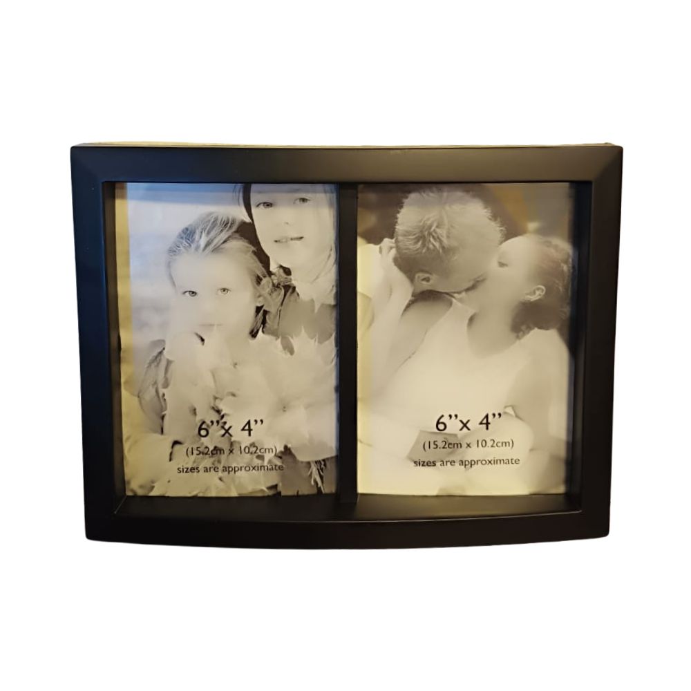 Porta Retrato Doble Color Negro 6x4"