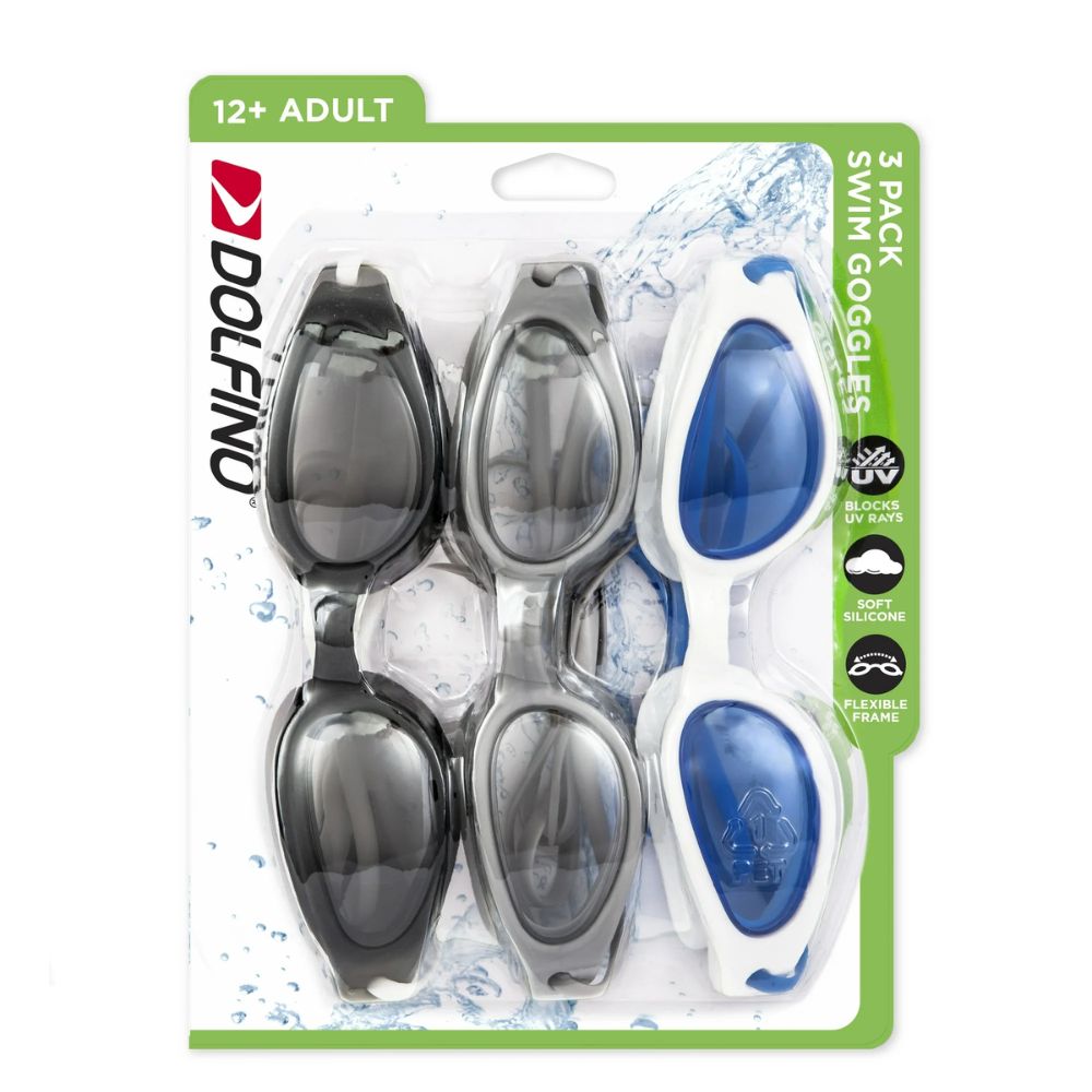 Dolfino 3 pack swin goggles 12+ Adult