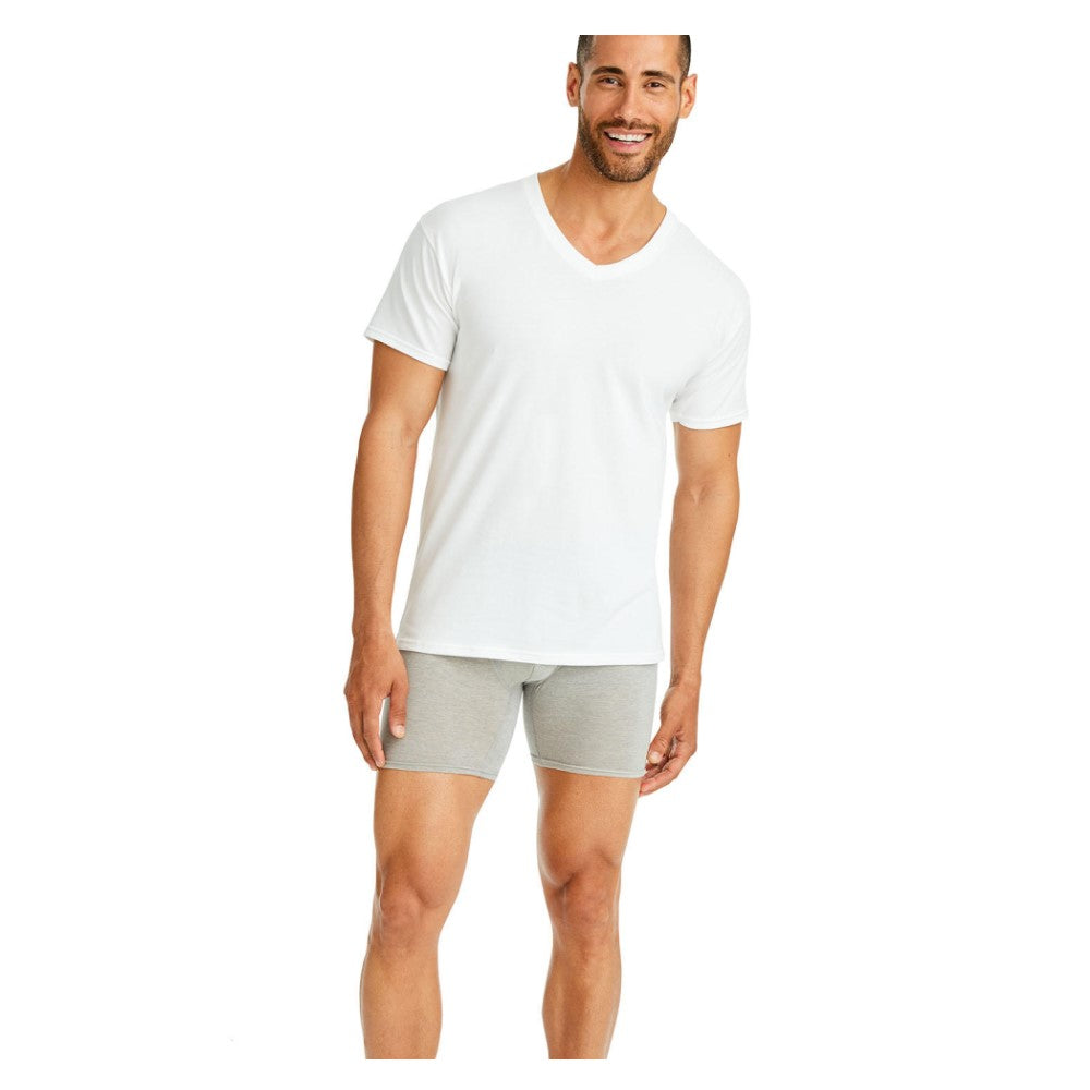 Hanes 6 Franelas V-Necks 100% Ring Spun Cotton Color Blanco