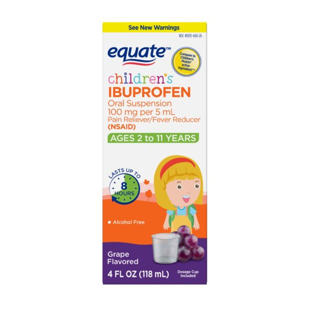 Ibuprofeno Equate Childrens Oral Suspension 2-11 Years Grape 118ml