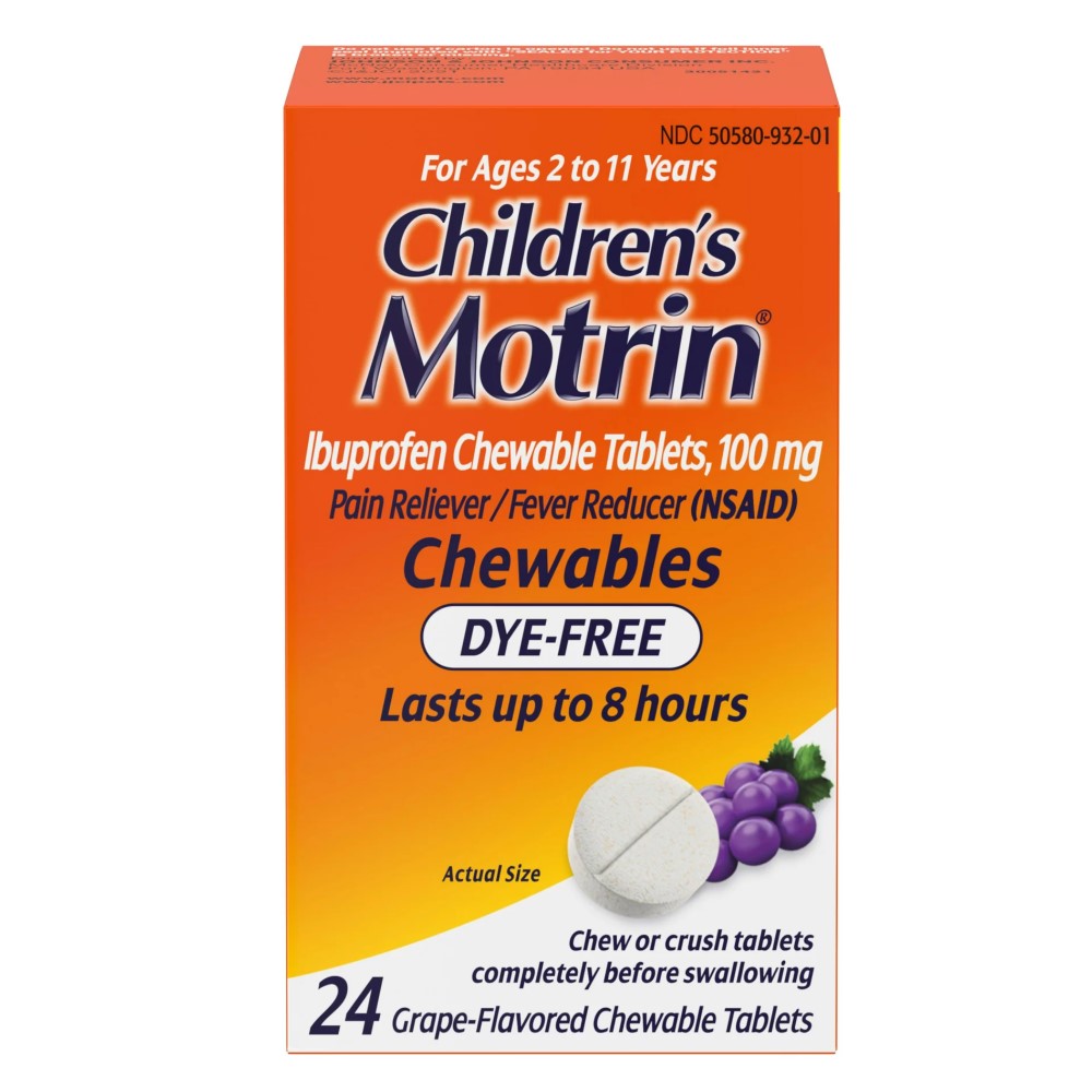 Motrin Ibuprofen Masticables Tablets 100mg Children's 24Grape Flavores