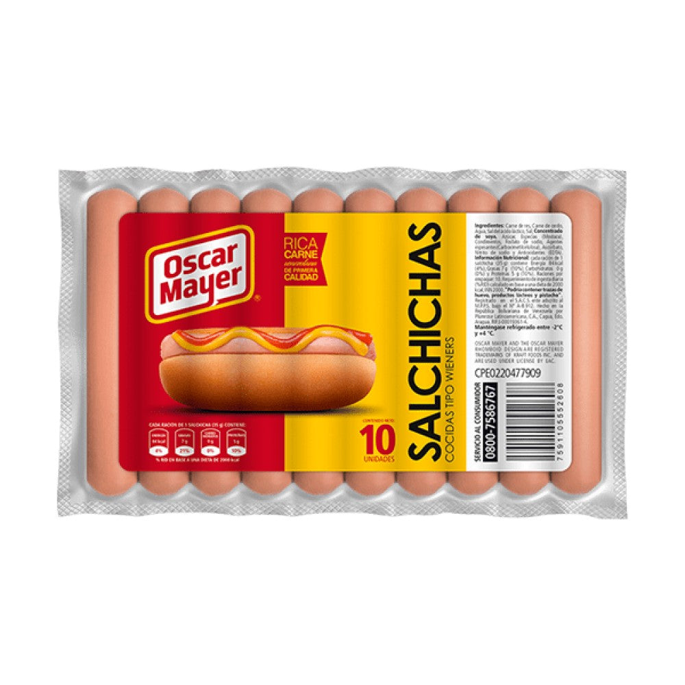 Salchichas Oscar Mayer Cortas Tipo Wieners 10und