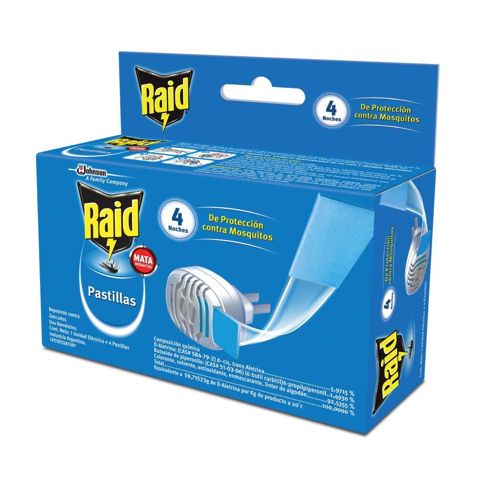 Raid Electrica contra Mosquitos y Zancudos mas 4 repuestos Insecticida