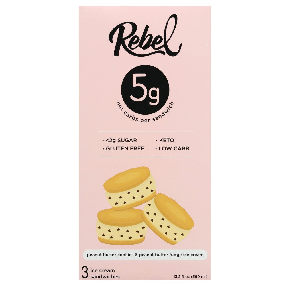 Helado Rebel Gluten Free Sandwiches Peanut Butter Cookies & Peanut But