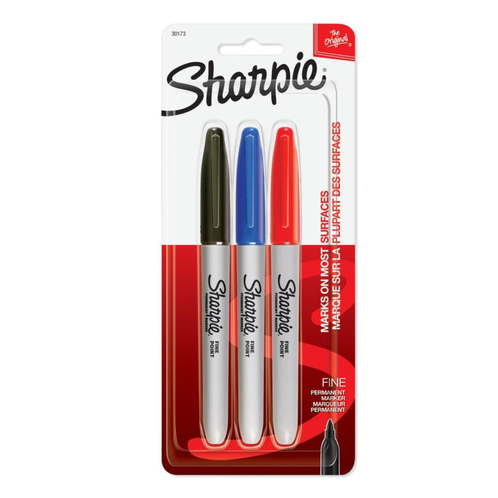 Sharpie Marcadores Permanentes Azul, Rojo, Negro 3und