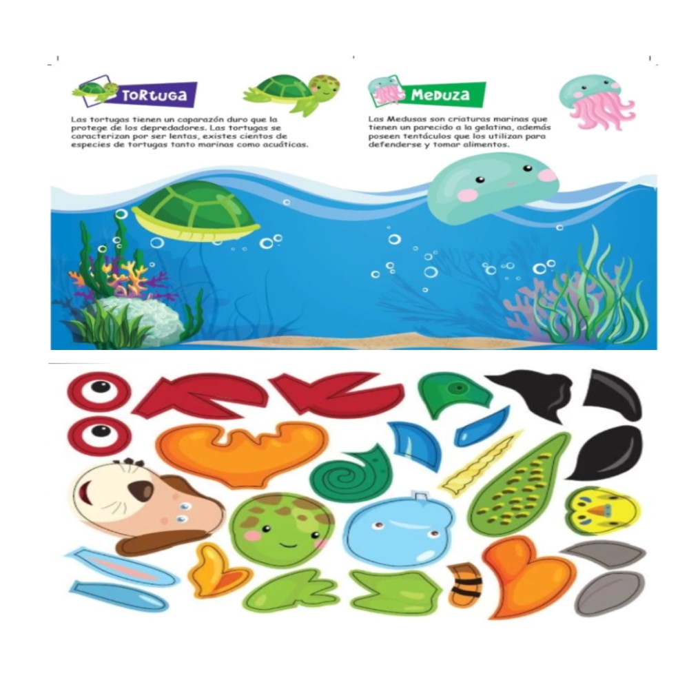 Libro De Arte Creando Animales Divertidos Ballena Libro De Stickers 3+