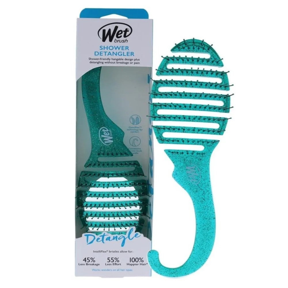 Wet Brush Shower Detangler Green Glitter