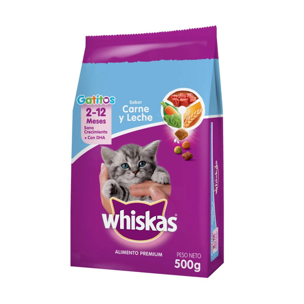 Whiskas Para Gato Sabor Carne y Leche 2-12 Meses 500g