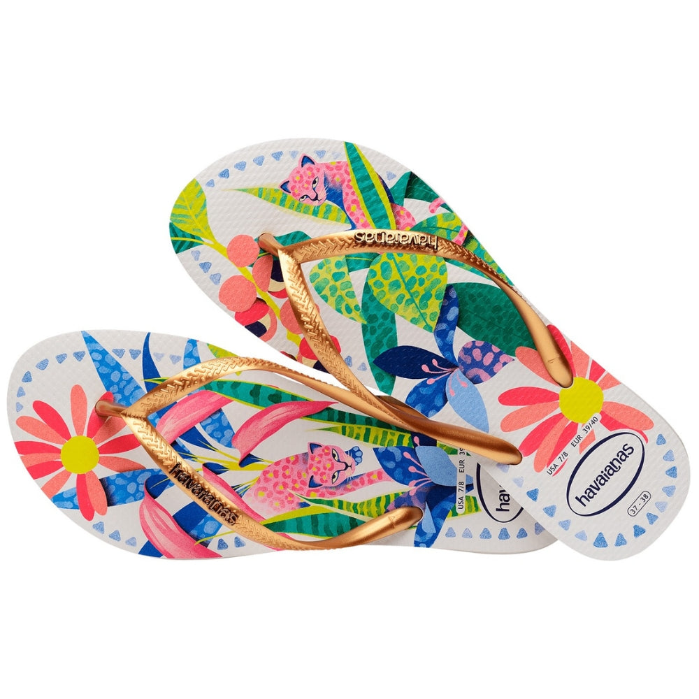 Havaianas Sandalias Flip Flop Slim Tropical Blanco Azul