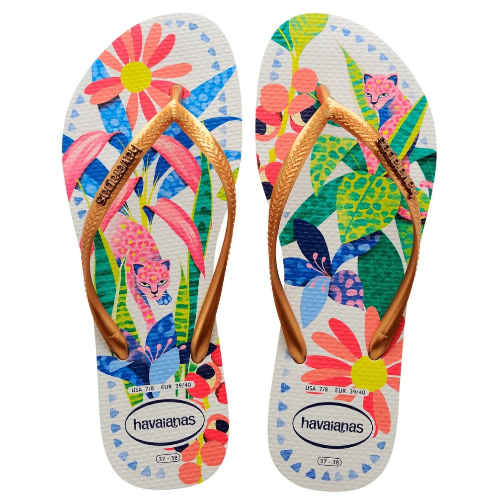 Havaianas Sandalias Flip Flop Slim Tropical Blanco Azul