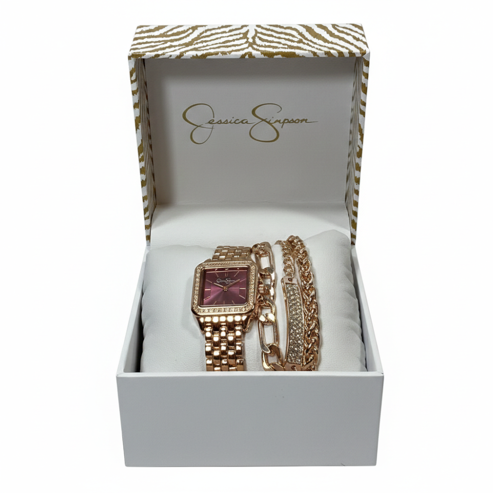 Jessica Simpson Set de Reloj y Pulseras Gold Rose