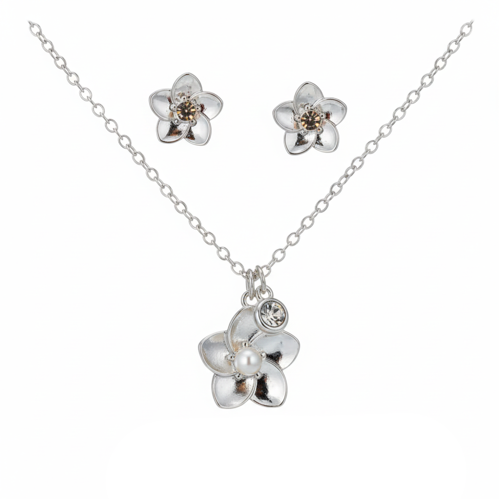 Nine West Set De Collar Y Zarcillos Flower