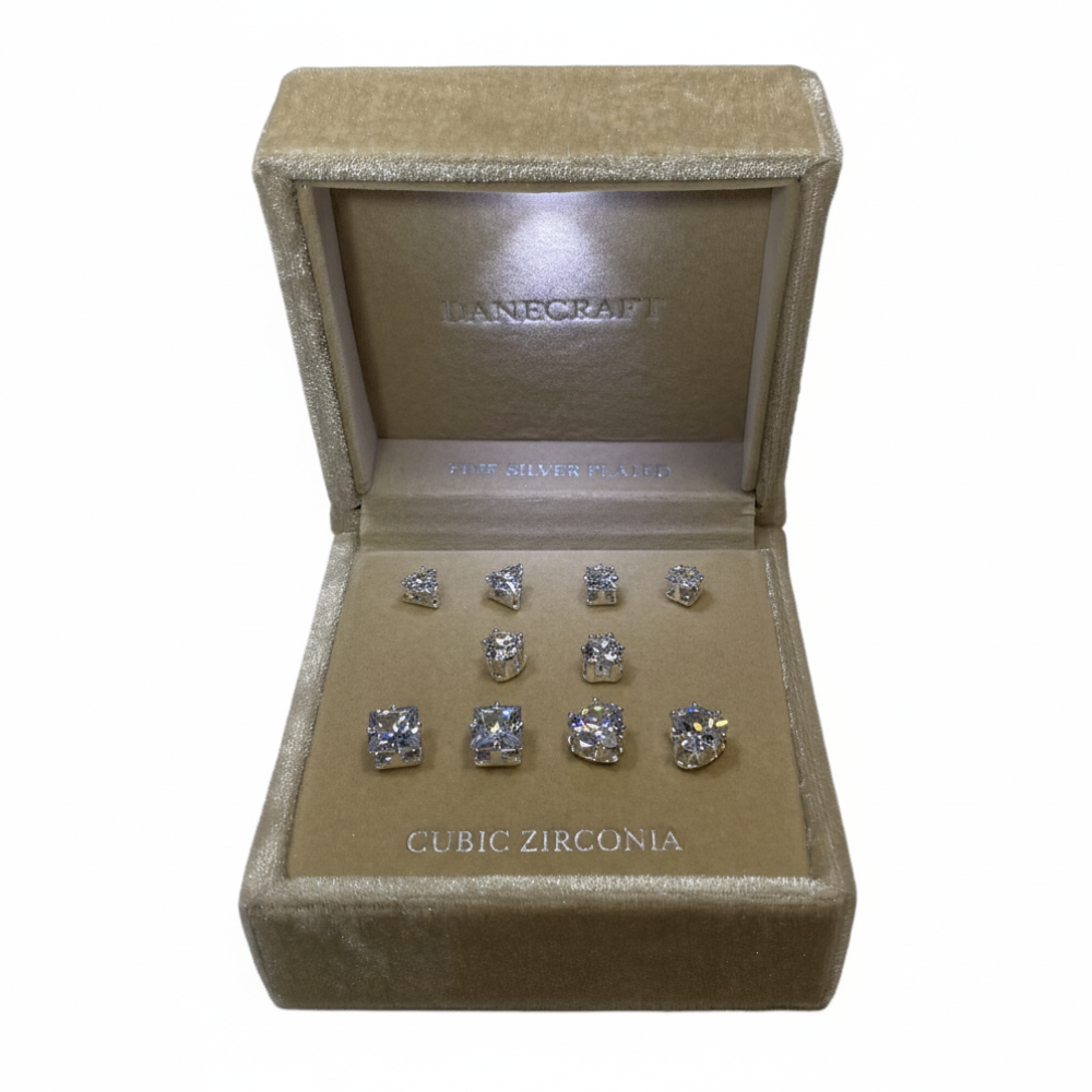 Danecraft Set De Zarcillos Fine Silver Plated Cubic Zirconia 5Und