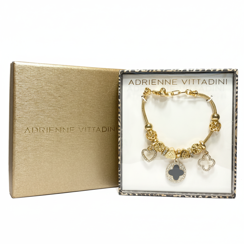 Adrienne Vittadini Pulsera Black Trebol & Zirconias Para Damas