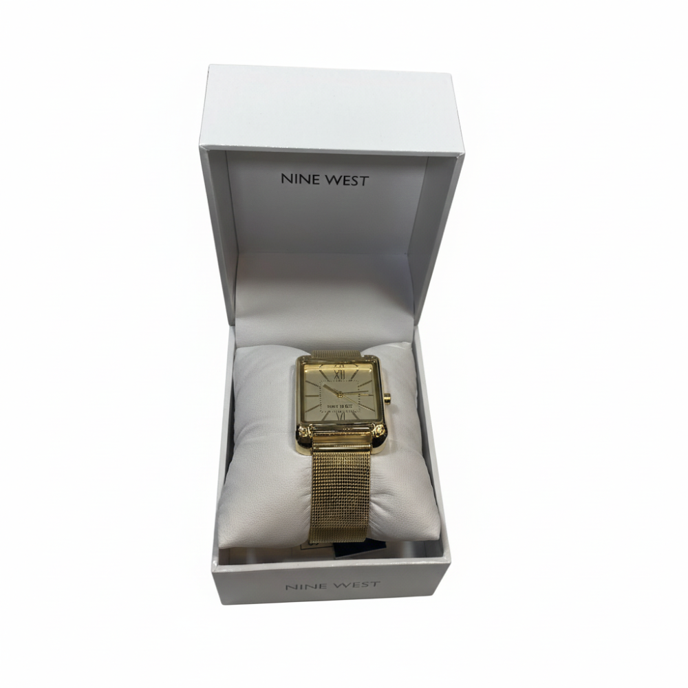 Nine West Reloj Para Damas Cuadrado Golden