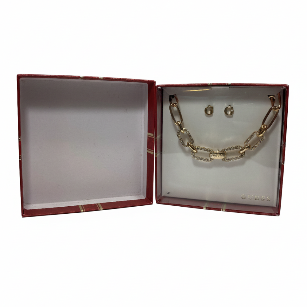 Guess Set De Pulsera Y Zarcillos Chains Zirconia