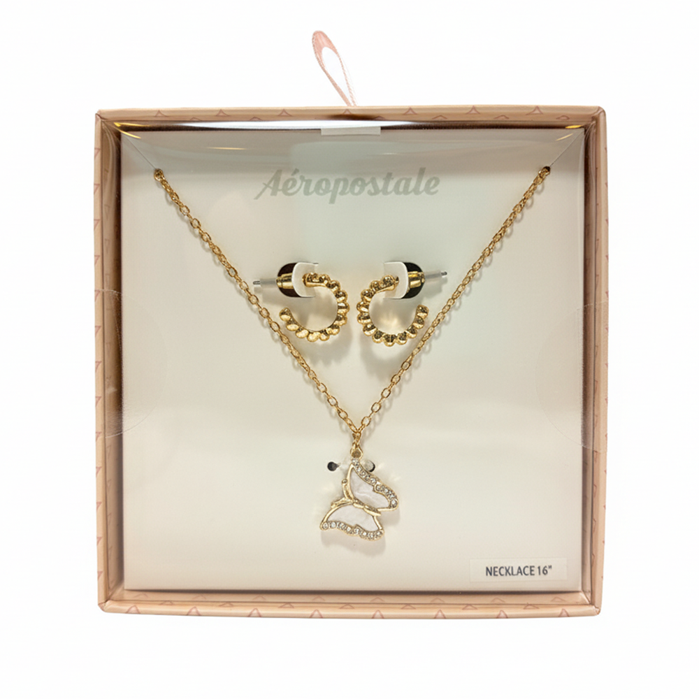 Aeropostale Set De Collar Mariposa Y Zarcillos