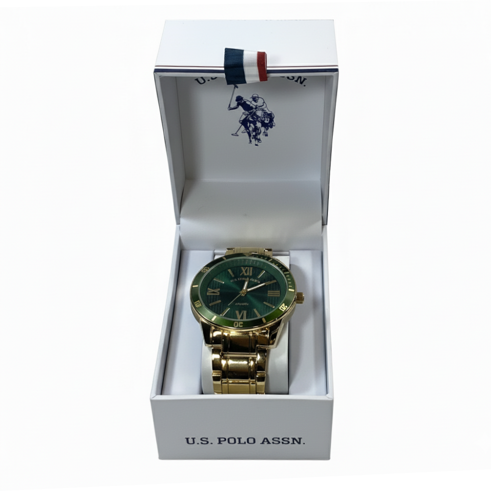 U.S Polo Reloj para Caballeros Gold/Green