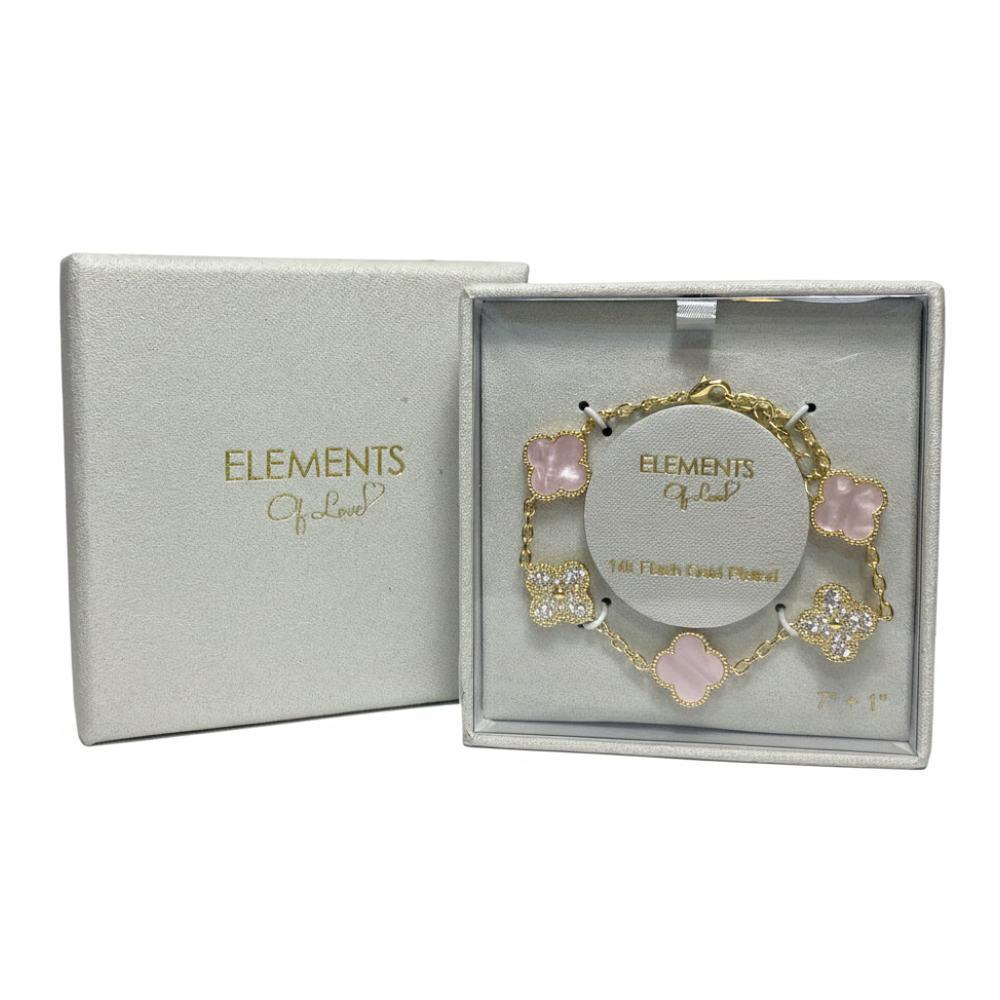 Element Of Love Pulsera De Trébol Pink Zirconia