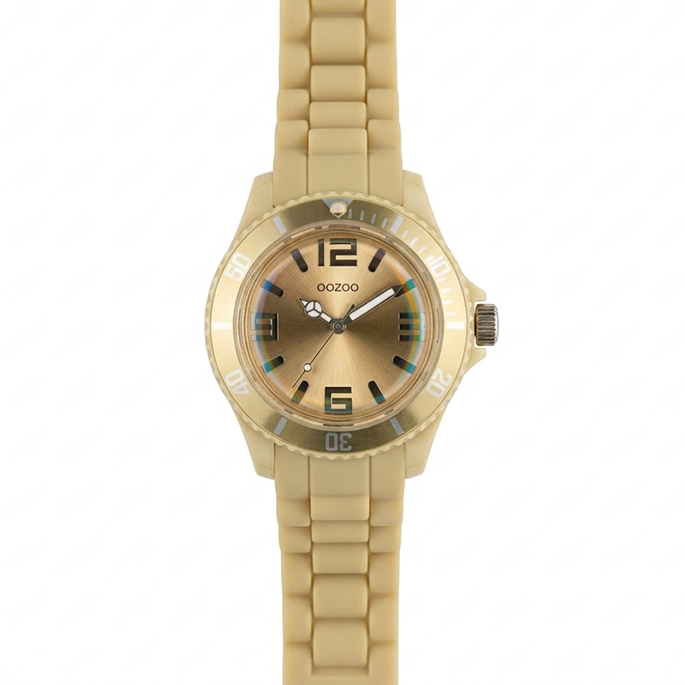 Oozoo Reloj Deportivo Correa De Silicone Para Damas Cream