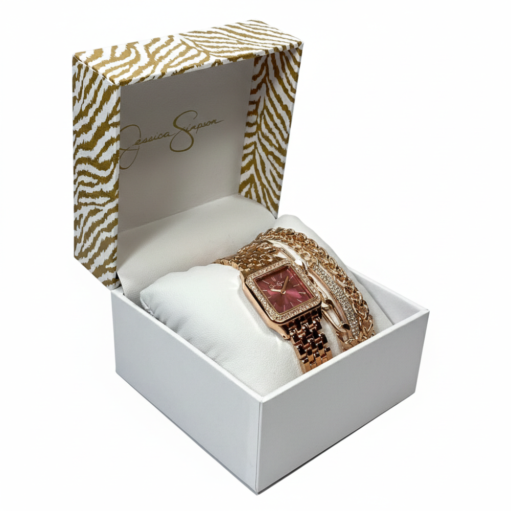 Jessica Simpson Set de Reloj y Pulseras Gold Rose