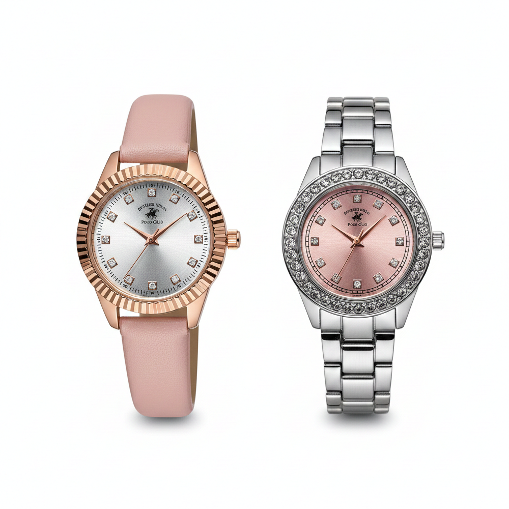 Beverly Hills Polo Club  Duo Reloj Para Damas Pink & Silver