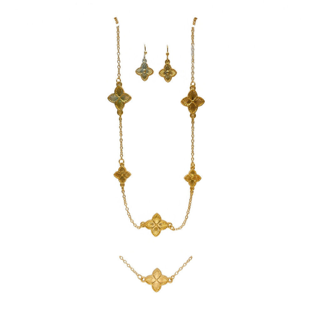 Nicole Miller Set De Accesorios Flores Cuatro Petalos Golden