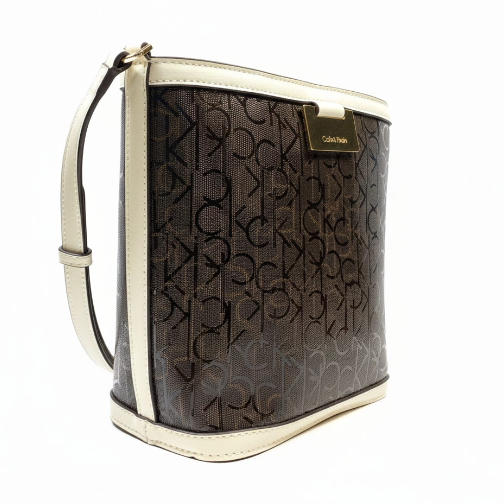 Calvin Klein Cartera Crossbody Brown & White