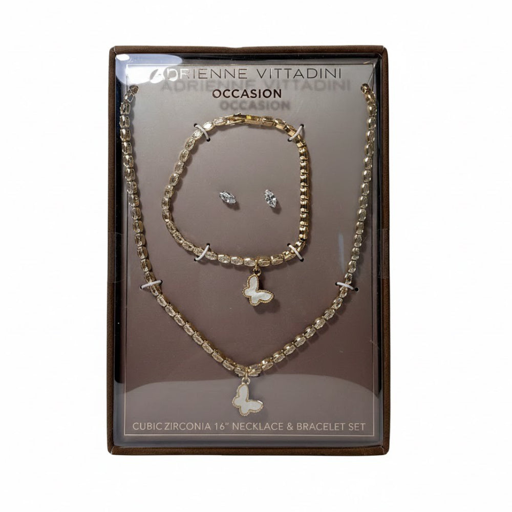 Adrienne Vittadini Set De Collar Pulsera Y Zarcillos Mariposa