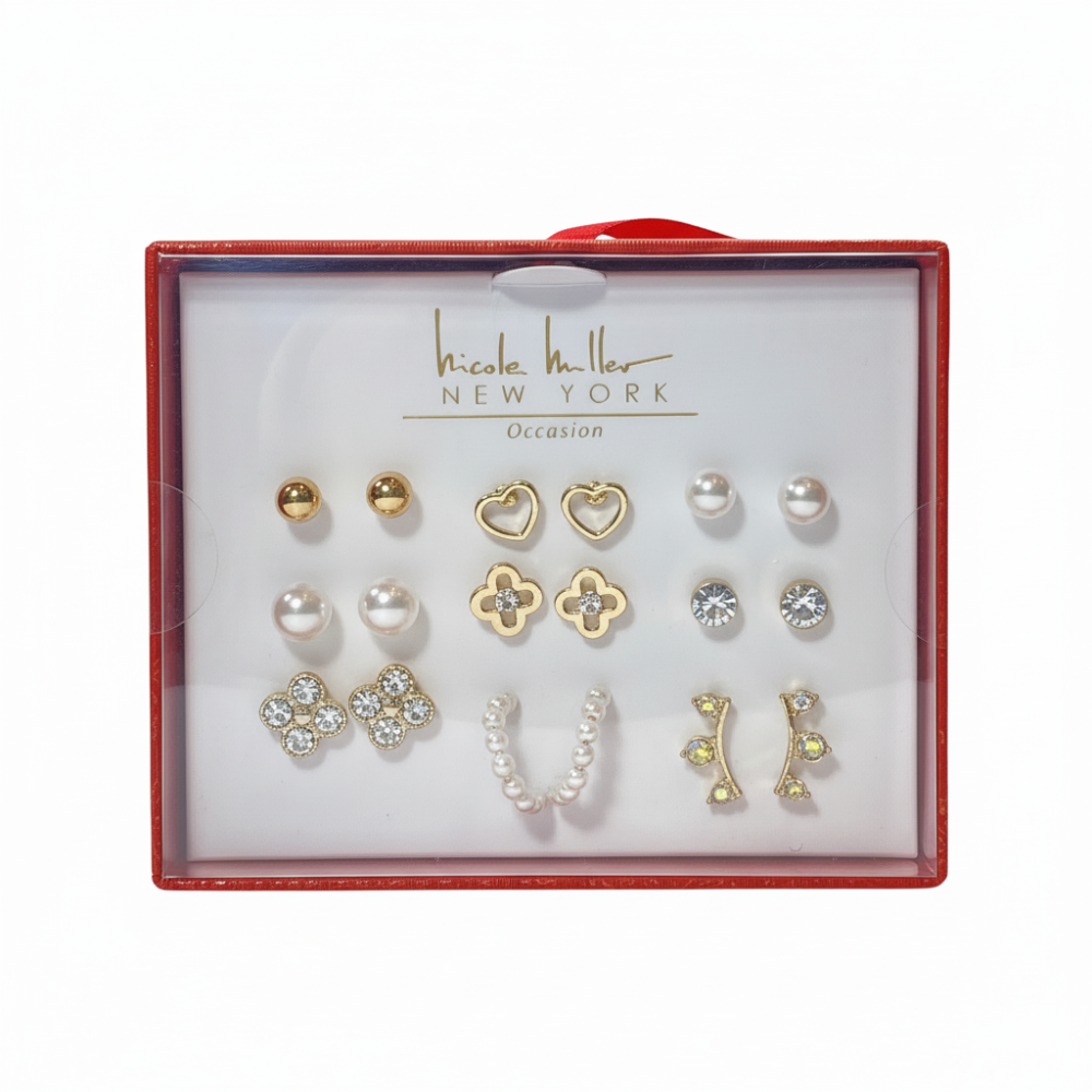 Nicole Miller Set De 9 Pares Zarcillos