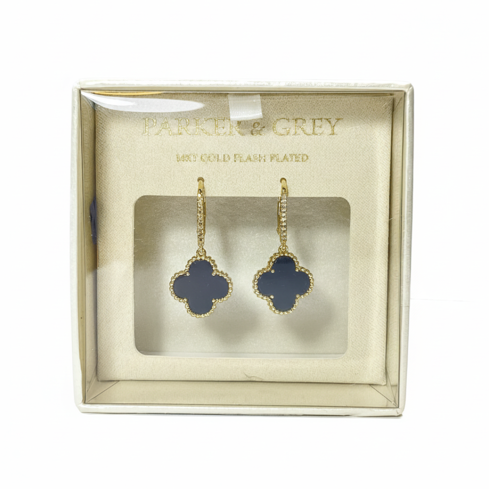 Parker & Grey Zarcillos De Trébol Black & Gold