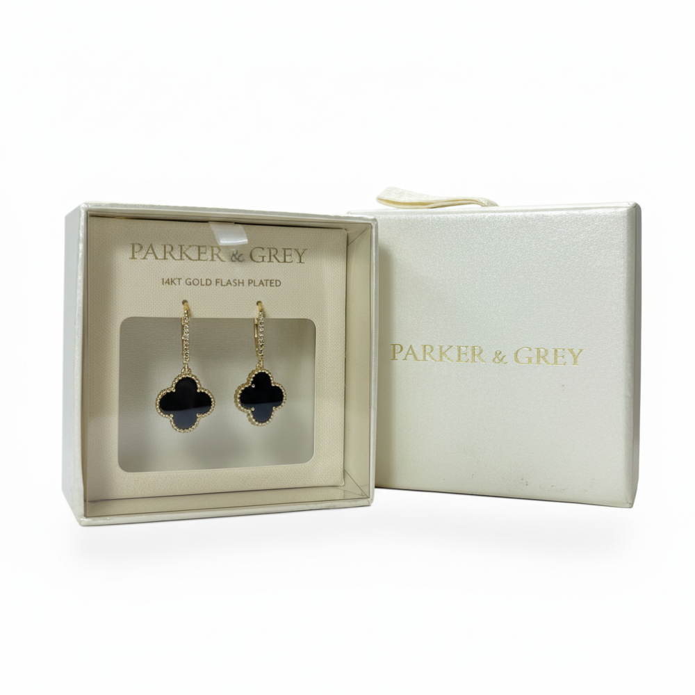 Parker & Grey Zarcillos De Trébol Black & Gold