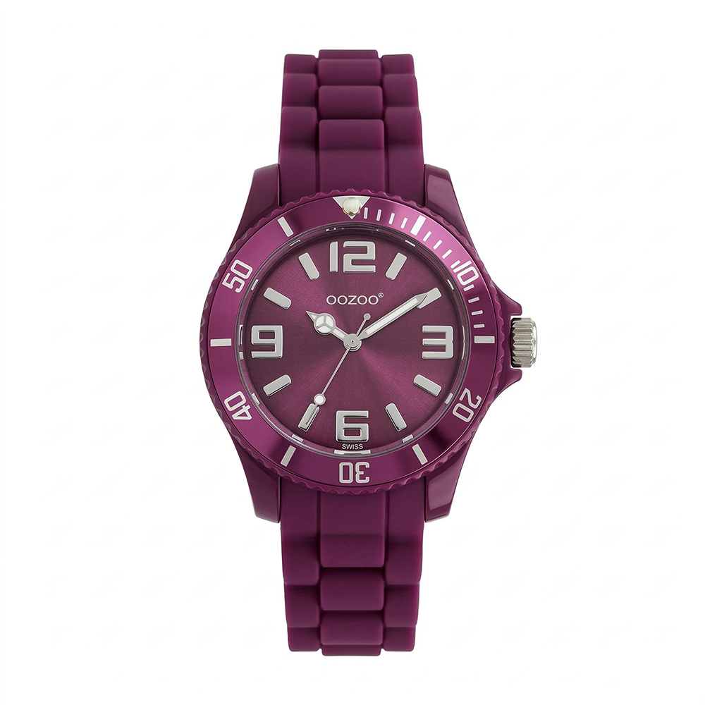 Oozoo Reloj Deportivo Correa De Silicone Para Damas Grape