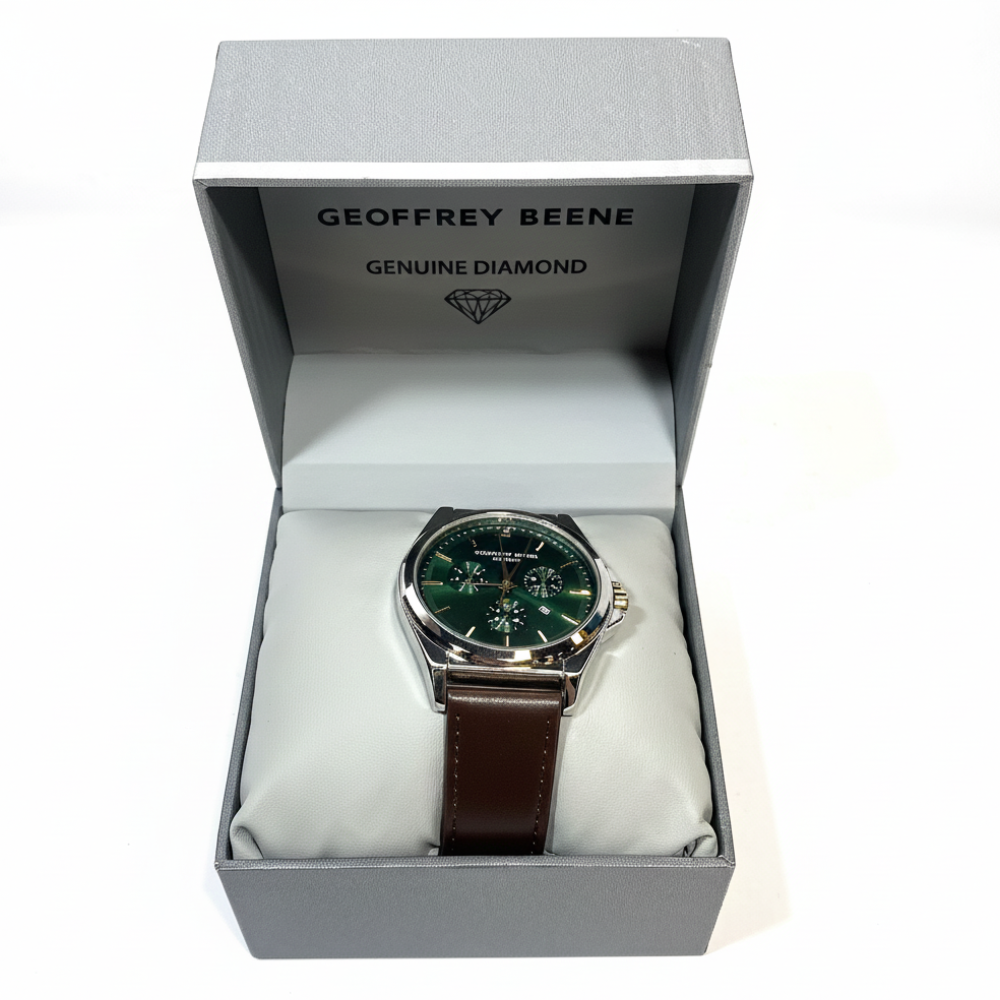 Geoffrey Beene Reloj Para Caballeros Correa Cuero Brown