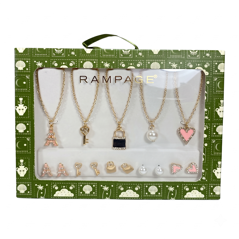 Rampage Set de Zarcillos y Collares 5 Pares