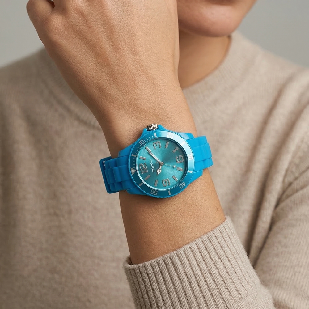 Oozoo Reloj Deportivo Correa De Silicone Para Damas Ocean Blue