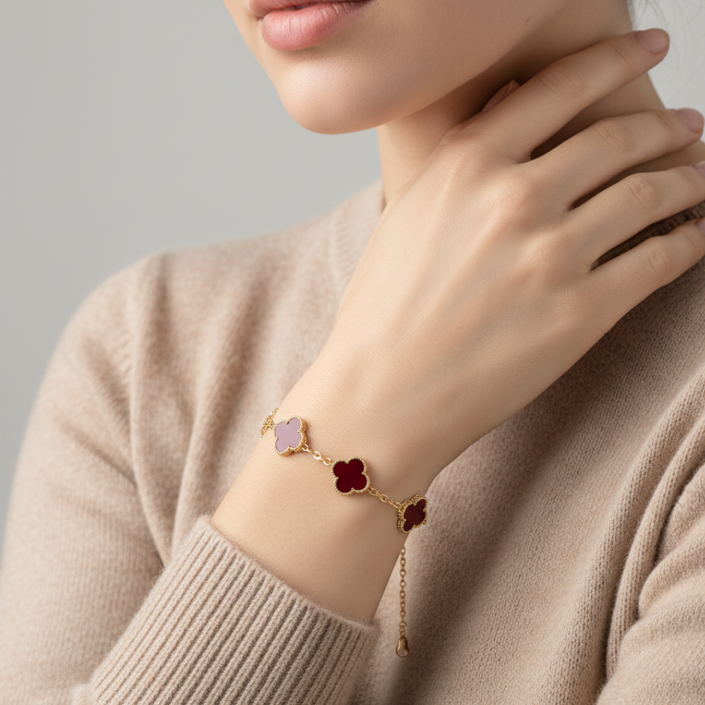 Element Of Love Pulsera Golden Trébol Red